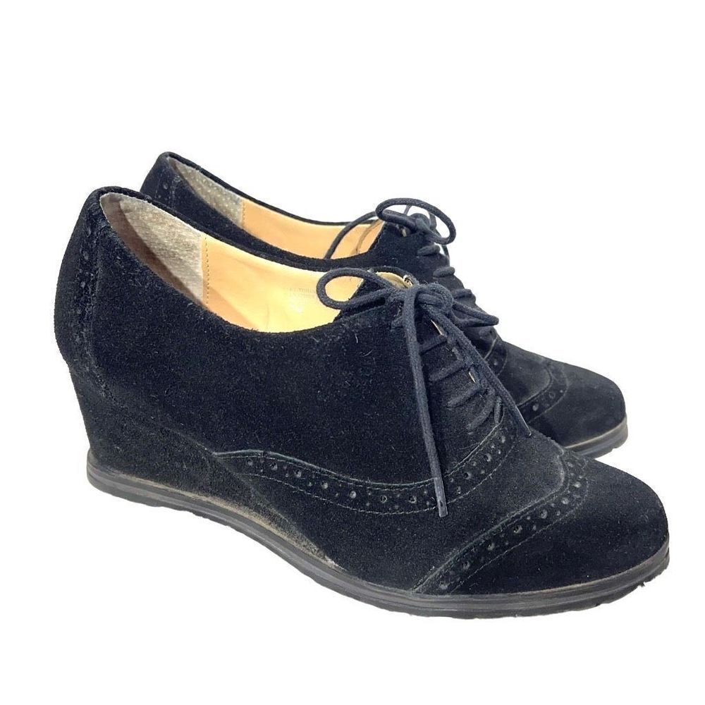 Ellen Tracy Active Women's Black Wedge Suede shoes 7 EUC